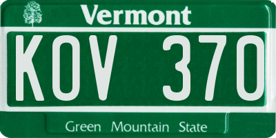 VT license plate KOV370