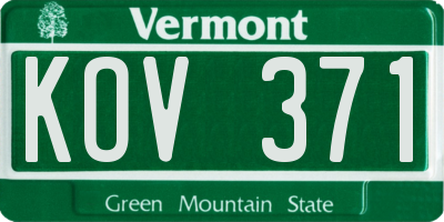 VT license plate KOV371