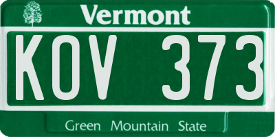VT license plate KOV373
