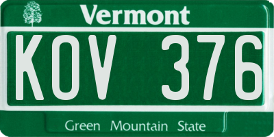 VT license plate KOV376