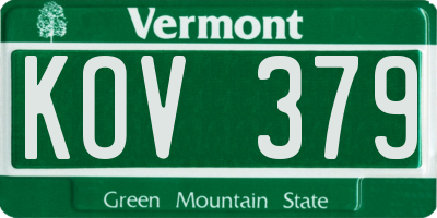 VT license plate KOV379