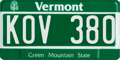 VT license plate KOV380