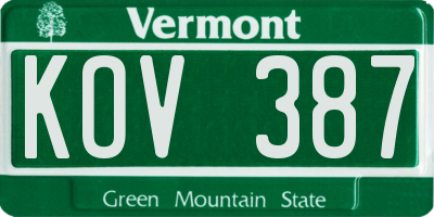 VT license plate KOV387