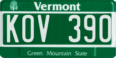 VT license plate KOV390
