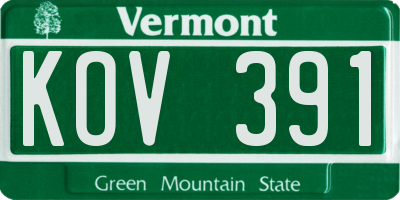 VT license plate KOV391