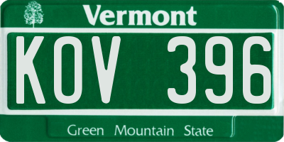 VT license plate KOV396