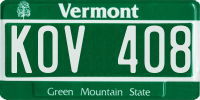 VT license plate KOV408