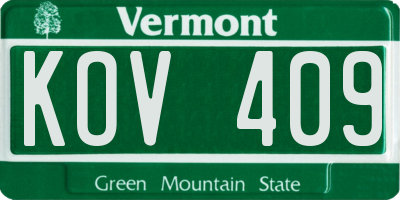 VT license plate KOV409
