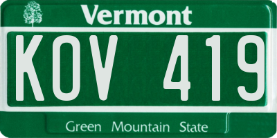 VT license plate KOV419