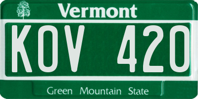 VT license plate KOV420