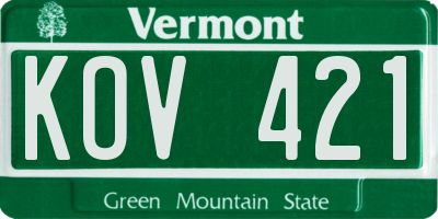 VT license plate KOV421