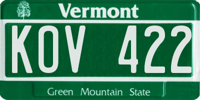 VT license plate KOV422