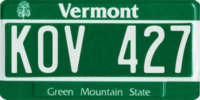 VT license plate KOV427