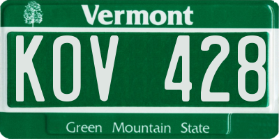 VT license plate KOV428