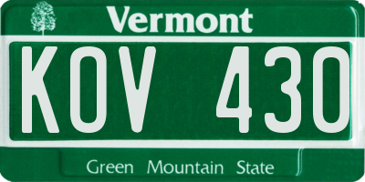 VT license plate KOV430