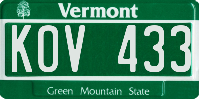 VT license plate KOV433