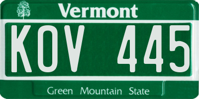 VT license plate KOV445