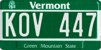 VT license plate KOV447