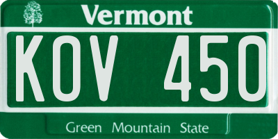VT license plate KOV450