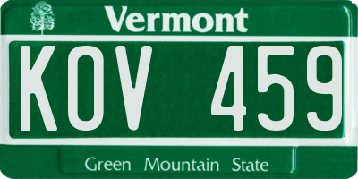 VT license plate KOV459