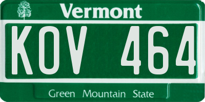 VT license plate KOV464