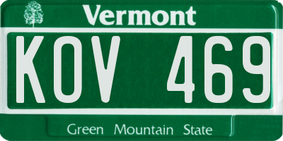 VT license plate KOV469