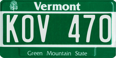 VT license plate KOV470