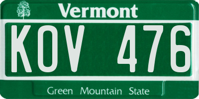 VT license plate KOV476