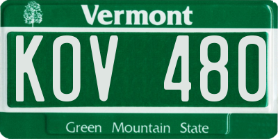 VT license plate KOV480