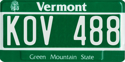 VT license plate KOV488