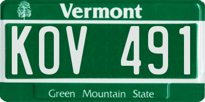 VT license plate KOV491