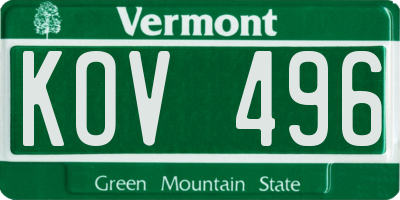 VT license plate KOV496