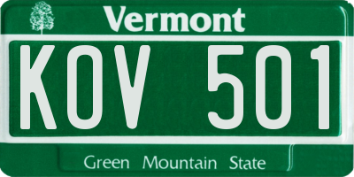 VT license plate KOV501