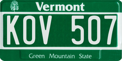 VT license plate KOV507