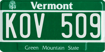 VT license plate KOV509