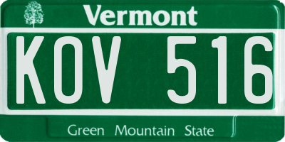 VT license plate KOV516