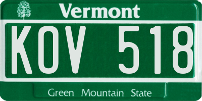 VT license plate KOV518