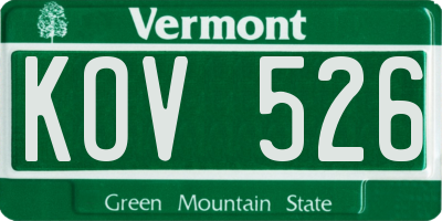 VT license plate KOV526