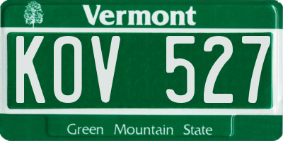 VT license plate KOV527