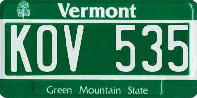 VT license plate KOV535