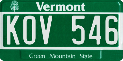 VT license plate KOV546