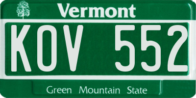 VT license plate KOV552