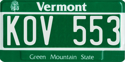 VT license plate KOV553