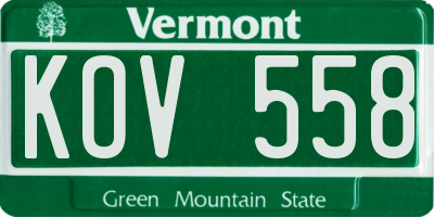 VT license plate KOV558