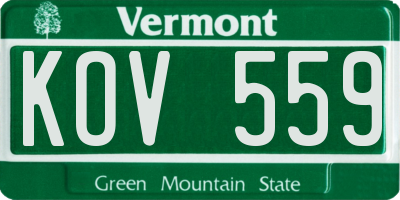 VT license plate KOV559