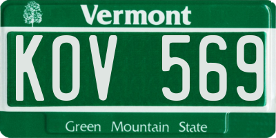 VT license plate KOV569