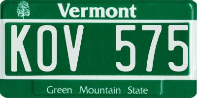 VT license plate KOV575