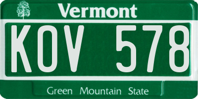 VT license plate KOV578