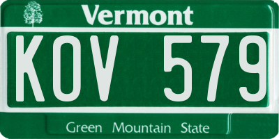 VT license plate KOV579
