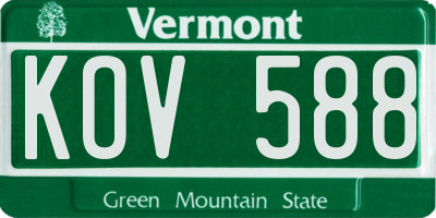 VT license plate KOV588